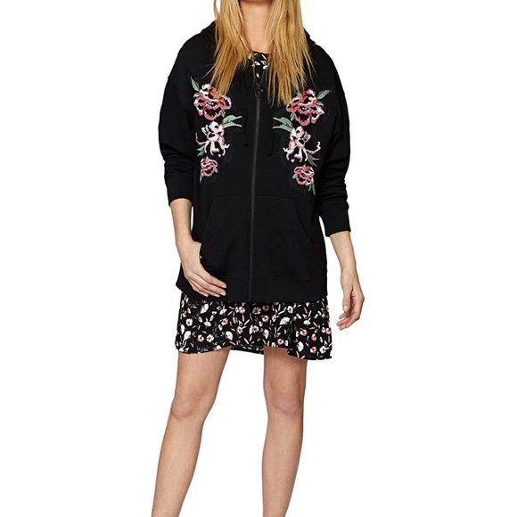 SOLD Sanctuary Floral Embroidered Zip Up Hoodie Sweatshirt - Picture 3 of 9